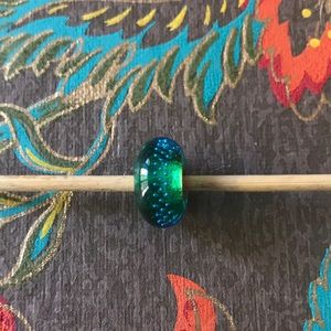 Troll Bead - RETIRED Silver Trace Blue/Green